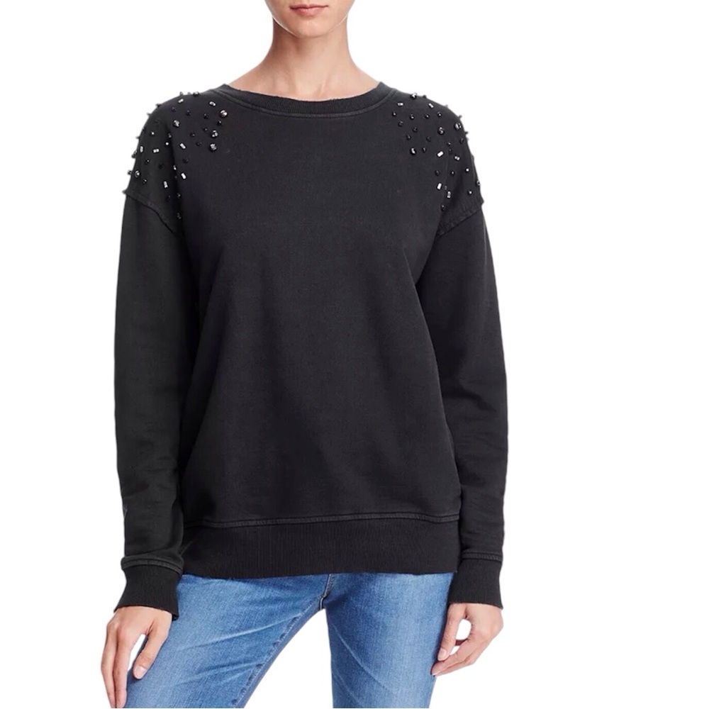 Joe's Jeans Black Studded Shoulder Sweatshirt Size X Small
